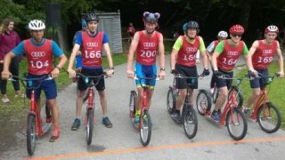 the last kick-bike race of the seniors at the Summercamp in Oberstdorf